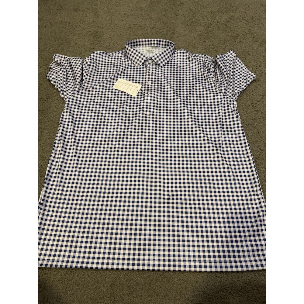 Collars And Co Men's Blue White Purple Square 2XL Relaxed Short Sleeve Polo‎